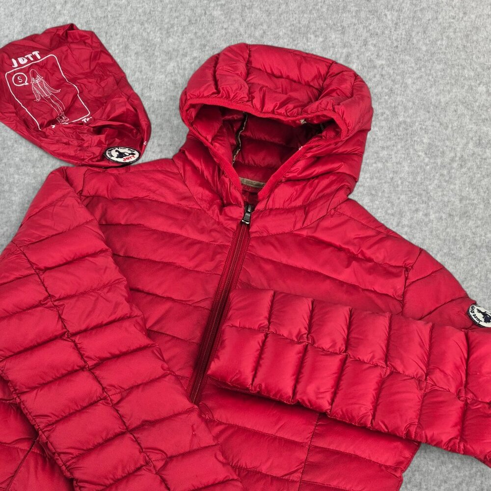 Jott Cloe Jacket Womens Small Red Down Puffer Quilted Packable Just Over The Top